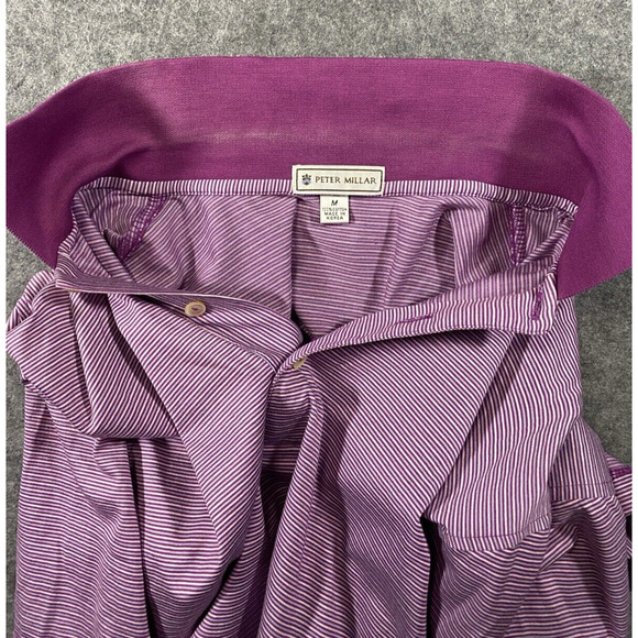 Peter Millar Polo Shirt Mens Medium Striped Light Purple Golf Preppy - Picture 11 of 12